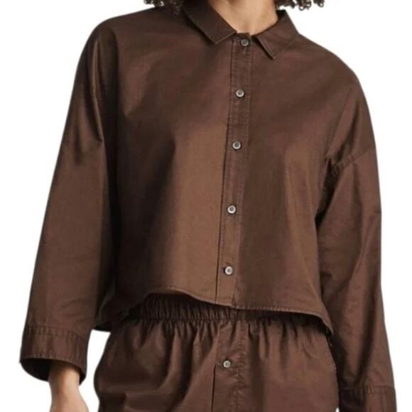 Everlane Tops - Everlane Boxy Long Sleeve Button Down Shirt‎ Women XS BrownThe Woven Pajama Top